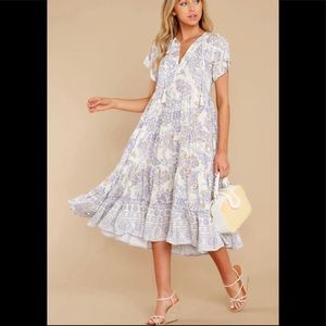 NWOT Olivaceous midi tiered floral dress